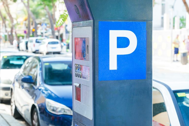 Parking,Meter,On,The,Street,Of,City.,Machine,Parking,On