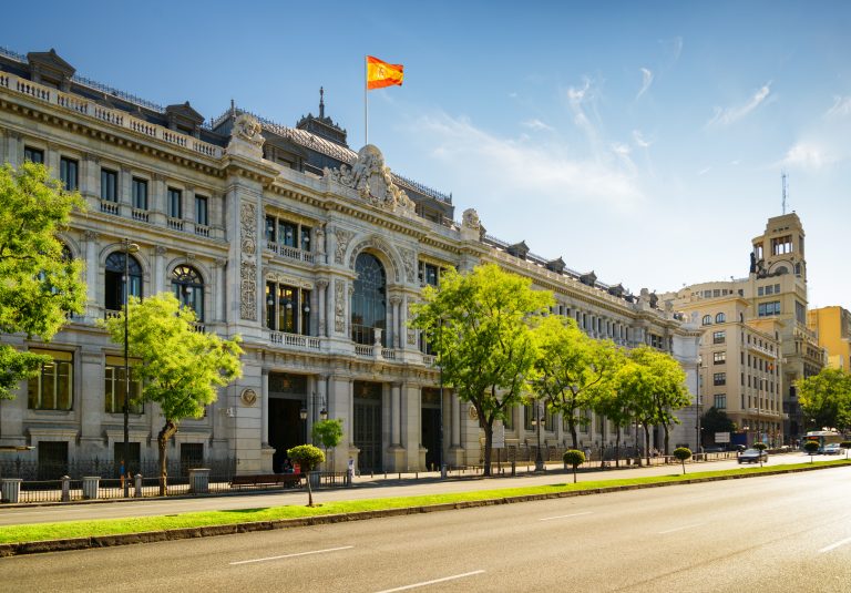 The,Bank,Of,Spain,(banco,De,Espana),On,Street,Calle