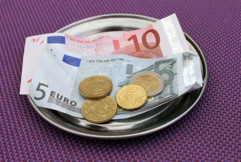 Euro,Tipsand,Payment,For,Bill,On,On,Restaurant,Table.