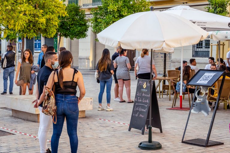 Malaga,/,Spain,-,May,18th,,2020:,People,Wait,In