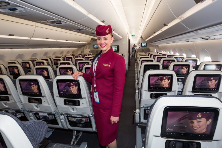 Dubai,,Uae,-,November,08,,2015:,Qatar,Airways,Airbus,A350