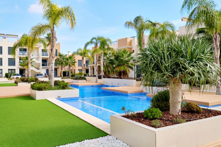 Torrevieja,,Spain,-,October,28,,2019:,Modern,Apartments,With,Swimming