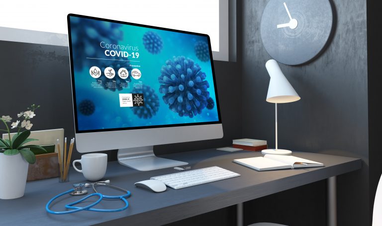 Medical,Desktop,Covid-19,Info,Website,Mockup,3d,Rendering