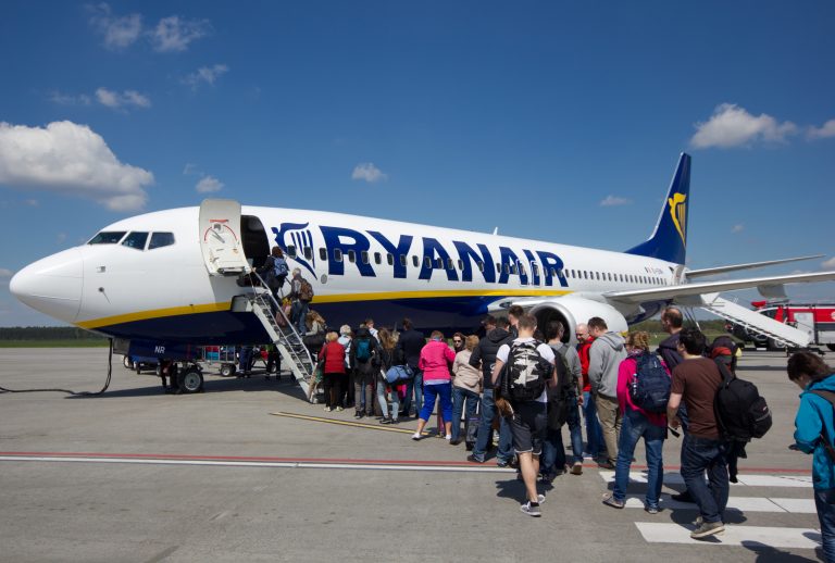 Warsaw,-,May,2,,2015:,Passengers,Boarding,Ryanair,Flight,,On