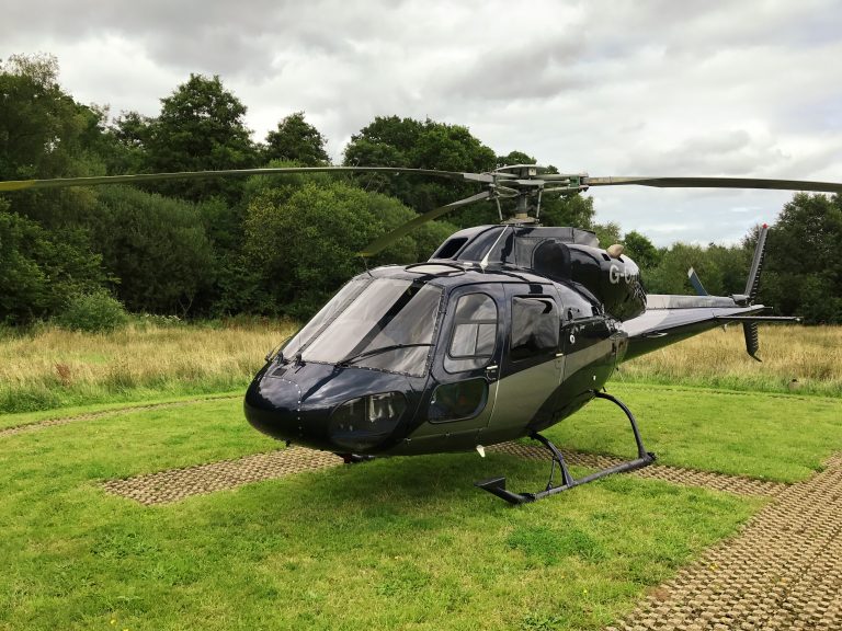 Front,Side,View,Of,A,Black,Squirrel,Helicopter,That,Landed
