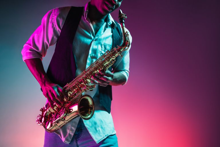 African,American,Handsome,Jazz,Musician,Playing,The,Saxophone,In,The