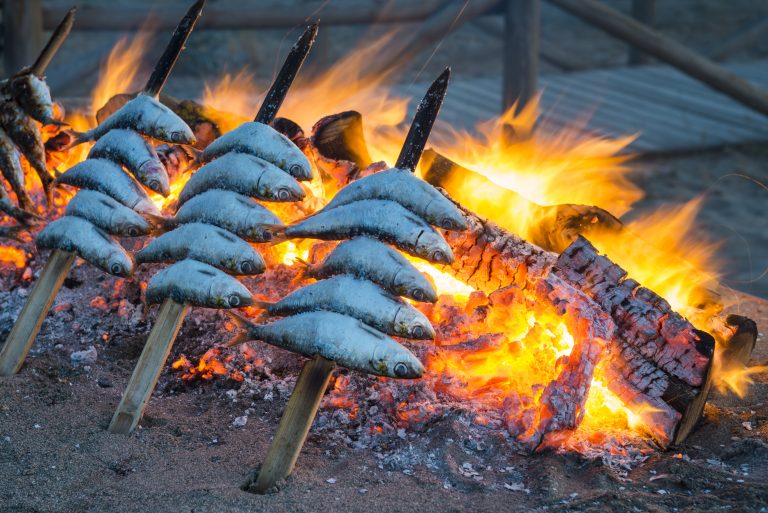 Sardines,Cooking,On,An,Open,Bbq,In,A,Traditional,Spanish