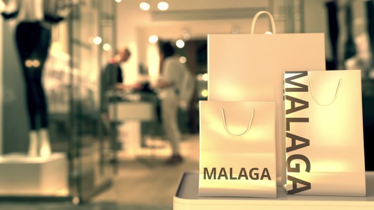 Bags,With,Malaga,Text.,Shopping,In,Spain,Related,Conceptual,3d