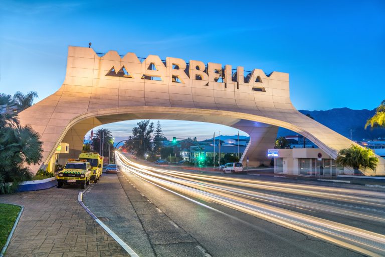 Marbella,,Spain,-,December,26,2016:,Marbella,Entrance,Arch,At