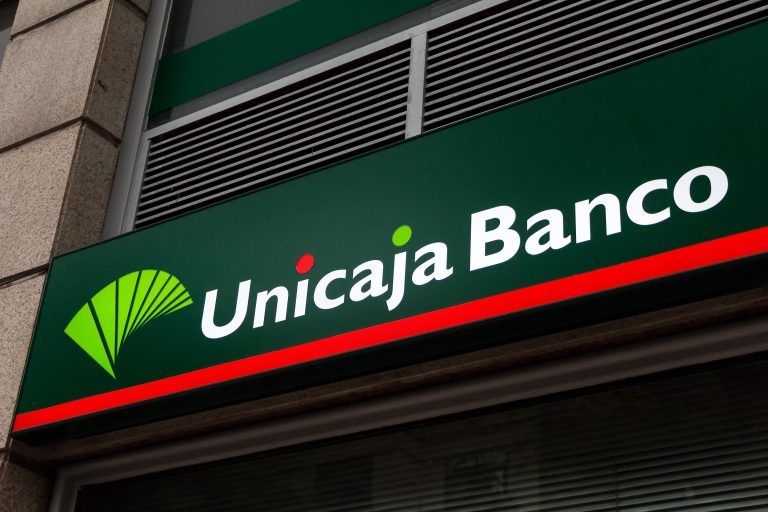 Madrid,,Spain,-,April,20,,2019.,Unicaja,Banco,Logo,On
