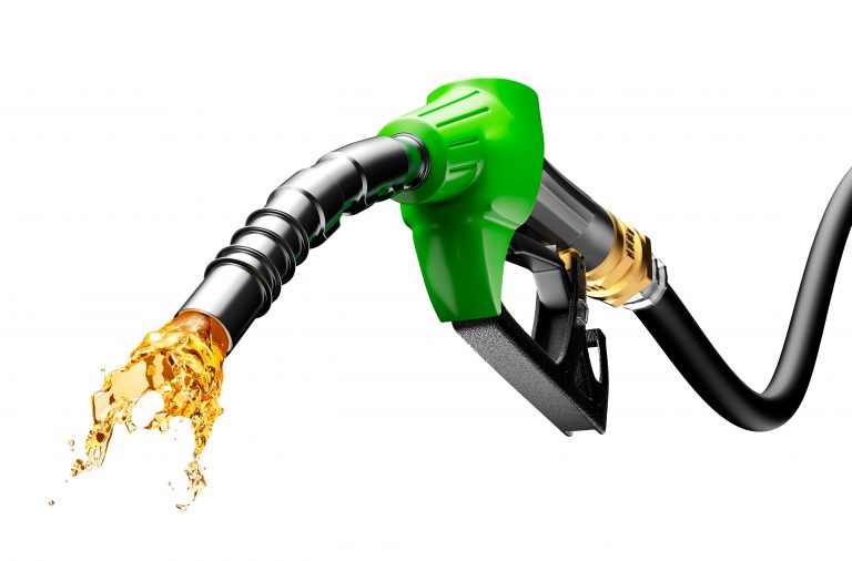 Gasoline,Gushing,Out,From,Pump,Isolated,On,White,Background