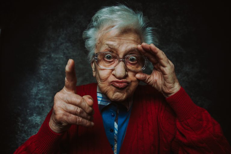 Grandmother,Portrait,Set,In,The,Studio.,Concepts,About,Seniority