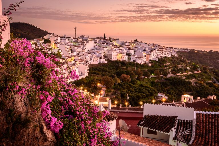 Views,From,The,Town,Of,Frigiliana,(malaga),At,Sunset