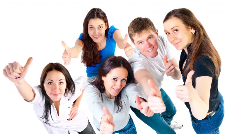 Top,View,Of,Young,Friends,Showing,Thumbs,Up
