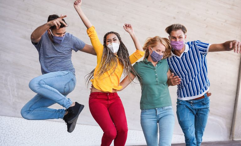 Young,People,Having,Fun,Around,City,Street,During,Coronavirus,Outbreak