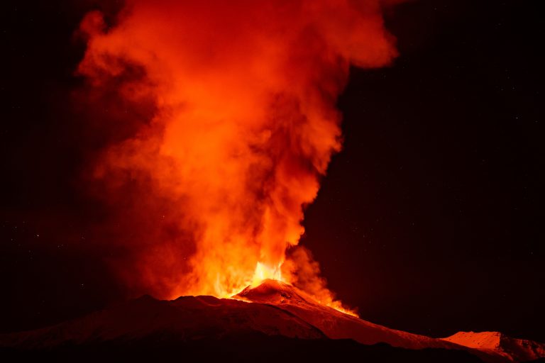 Mount,Etna,Erupts,In,Sicily.,Volcano,Erupt,Lava,Into,The