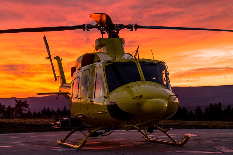 A,Front,Side,Wildfire,Helicopter,View,On,A,Stunning,Sunset