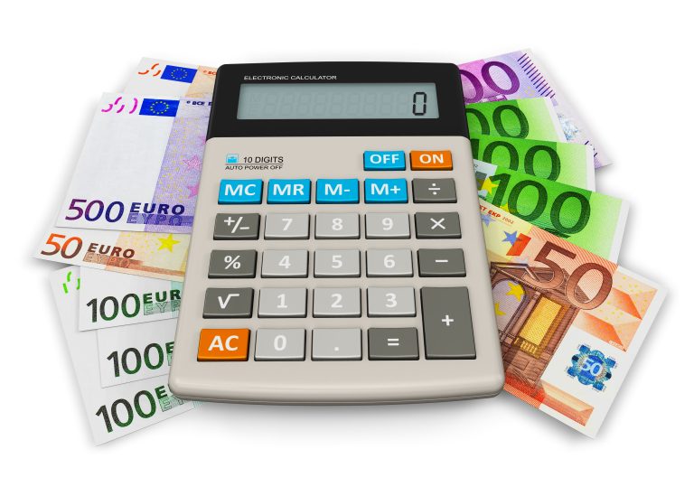 Financial,Accounting,Concept:,Office,Calculator,On,The,Heap,Of,Euro