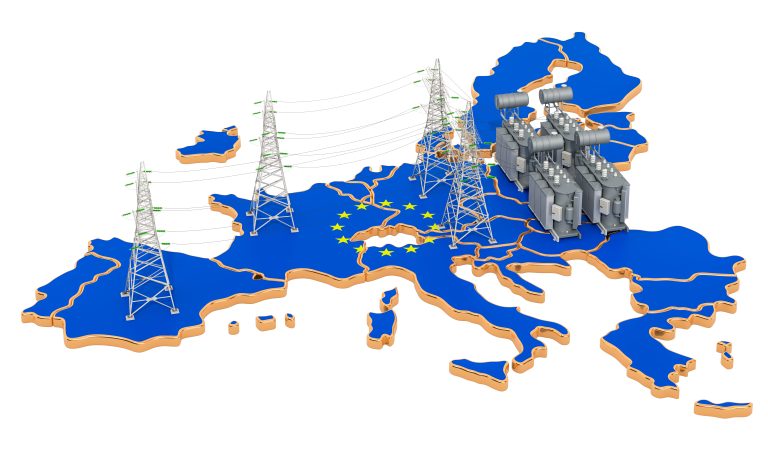Electrical,Substations,In,European,Union,,3d,Rendering,Isolated,On,White