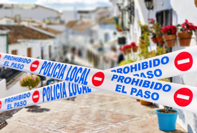 Mijas,Quarantined,Street.,Public,Places,Closed,Caused,By,Pandemic,Disease