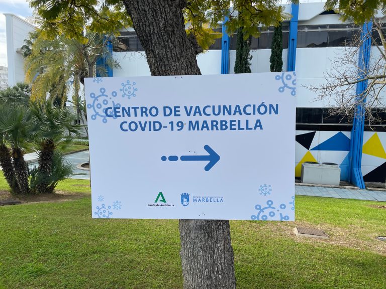 Vaccination,Against,Covid-19,In,Spain,Started.,Marbella,Andalucia.,Information,Boards