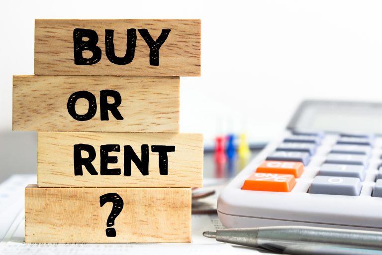 Text,Message,Buy,Or,Rent,On,Wooden,With,Office,Table.