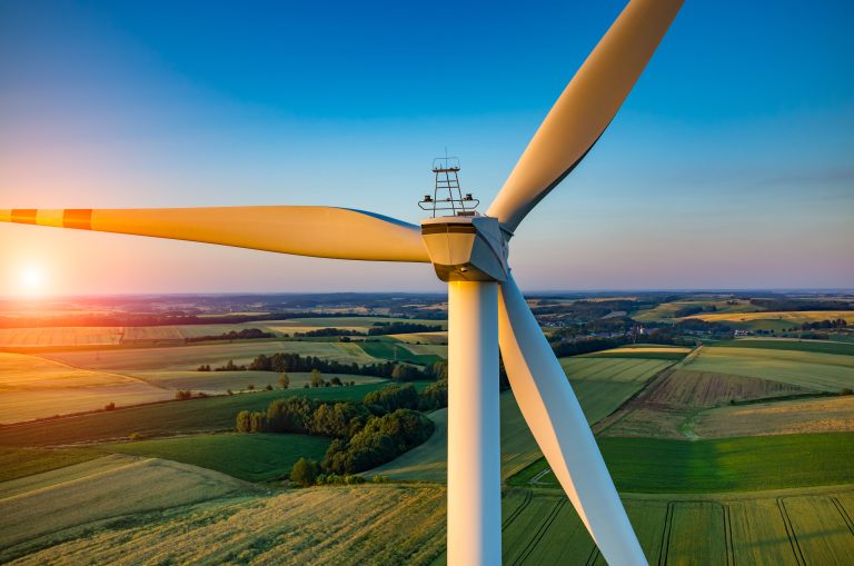 Beautiful,Sunset,Above,The,Windmills,On,The,Field