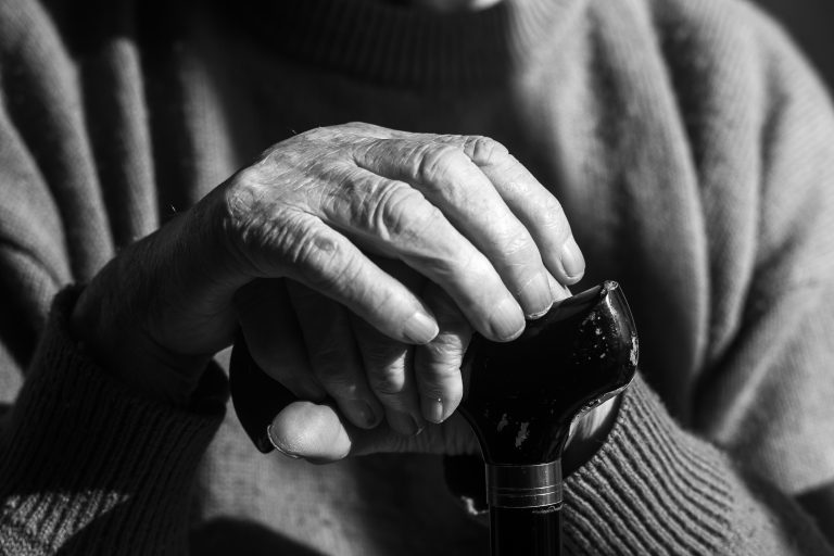 Elderly,Woman's,Hands/,An,Elderly,Widow,Rests,Her,Hands,On