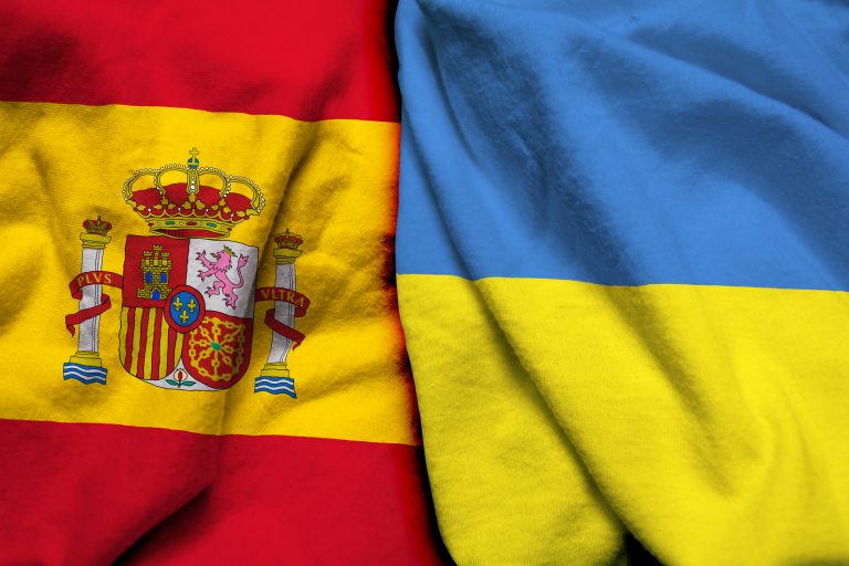 Spain,And,Ukraine,Flag,Together