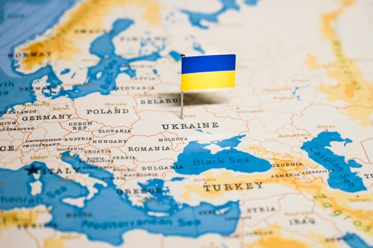 The,Flag,Of,Ukraine,In,The,World,Map