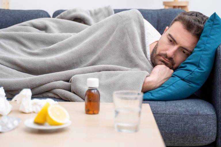 Man,Portrait,Suffering,Cold,And,Flu,At,Home