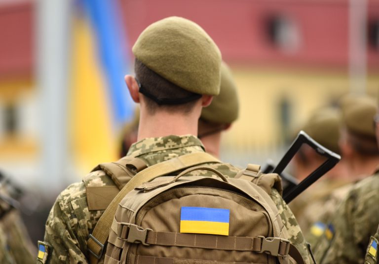 Ukrainian,Soldier.,Ukrainian,In,Army.,Ukrainian,Flag,On,Military,Uniform.