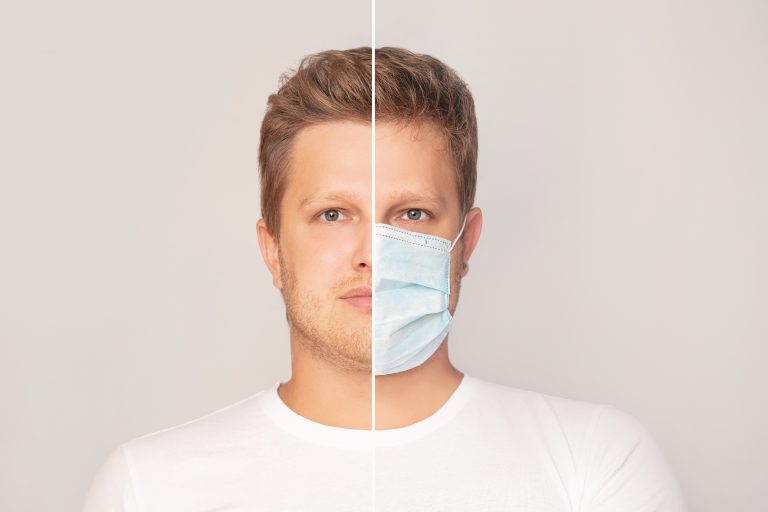 Portrait,Of,A,Man,Adult,Young,In,A,Medical,Mask