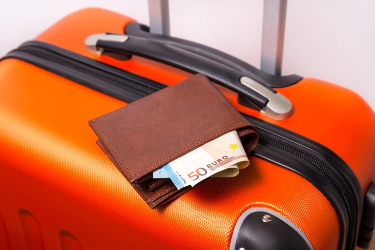 Wallet,With,Euro,And,Suitcase,,Save,Money,For,Travel,Concept