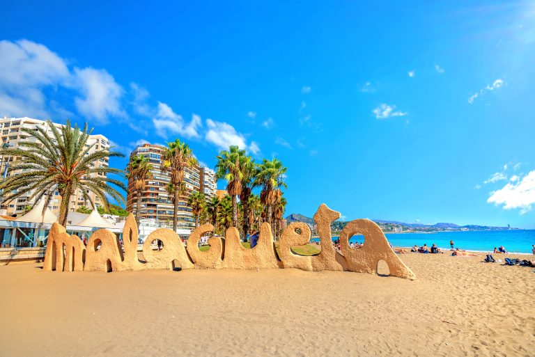 Malaga,,Spain,-,October,30,,2016:,Symbolic,Sandy,Sculpture,With