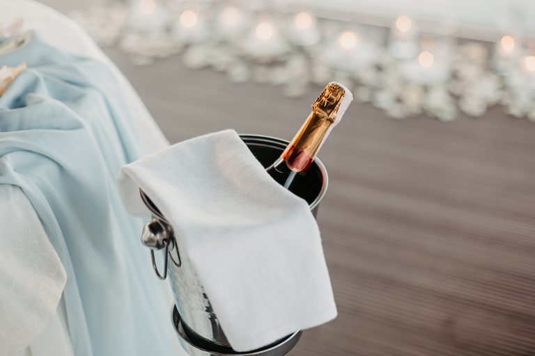 Romantic,Luxury,Evening,With,Champagne,Setting.,Empty,Glasses,And,Bottle