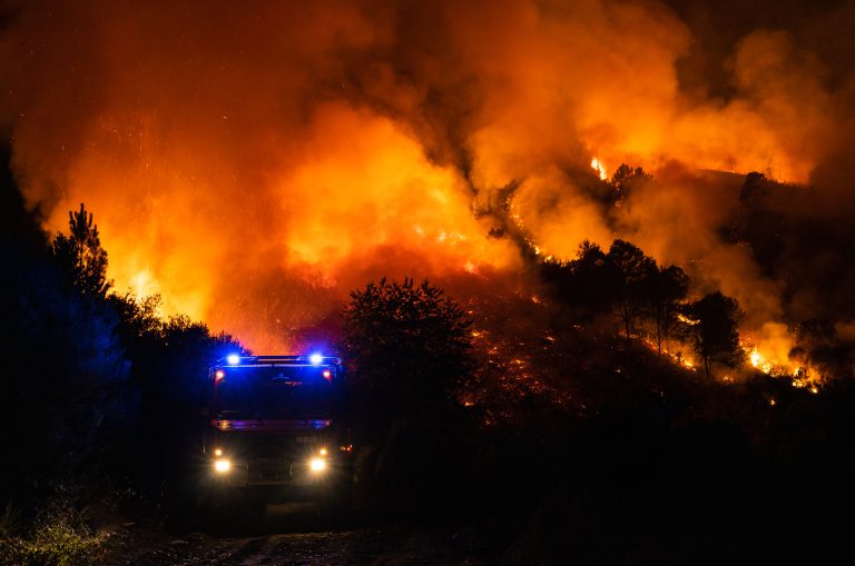 Rubiá,,Ourense,,Spain,,17,Agosto,2021,Fire,Trucks,Fighting,The