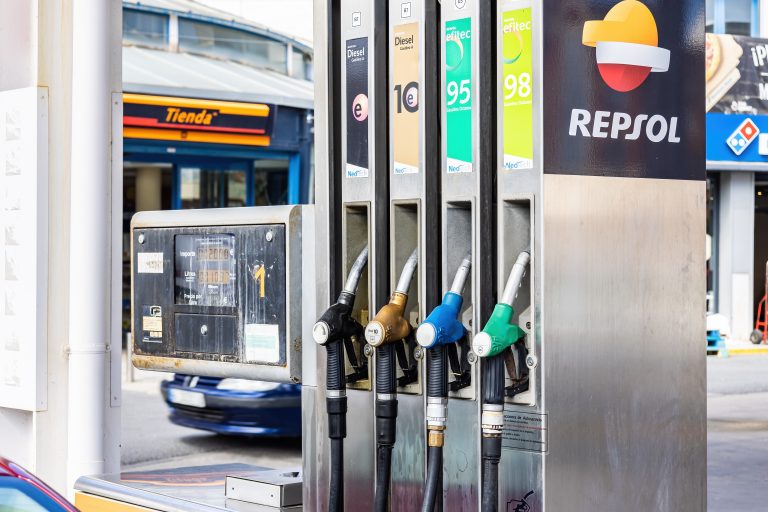 Huelva,,Spain,-,March,6,,2022:,Petrol,Pump,At,A