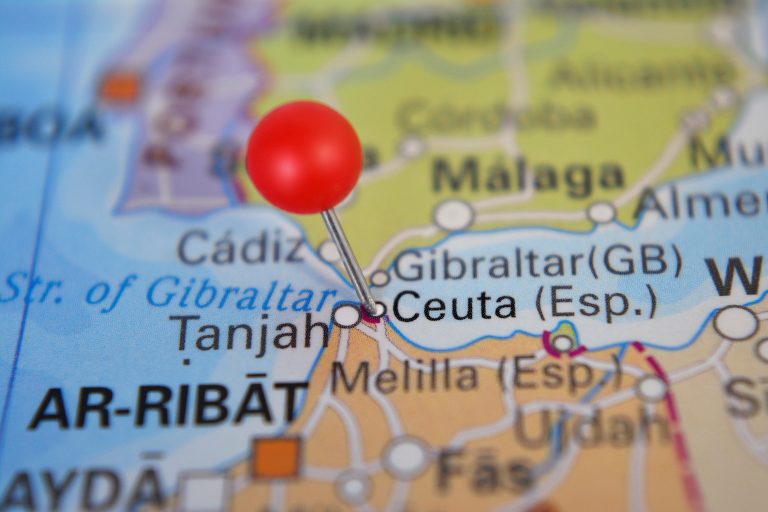 Ceuta,Located,On,Map,With,Red,Pin,,Spain,,Europe