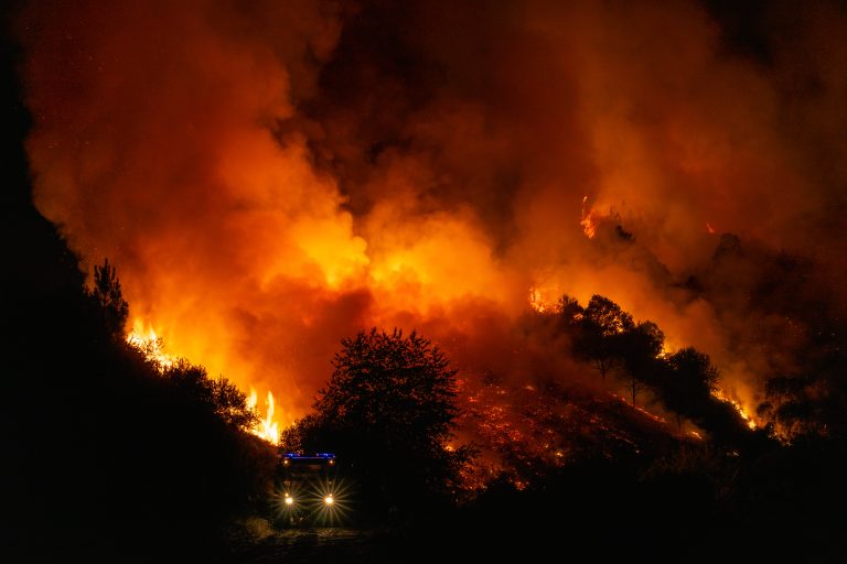 Rubiá,,Ourense,,Spain,,17,Agosto,2021,Fire,Trucks,Fighting,The