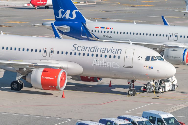 Gardermoen,,Norway,-,September,25,,2021:,Plane,Of,Sas,Scandinavian