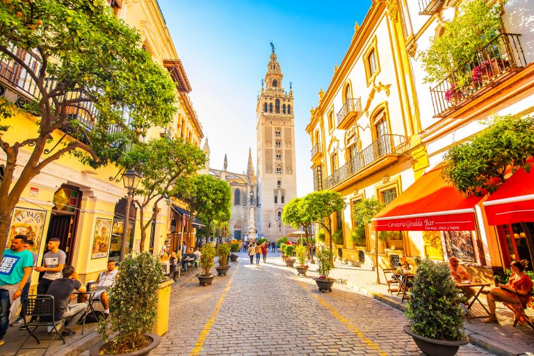 Sevilla,,Spain,-,20,April,2020:,Sunny,Summer,Sevilla,Street