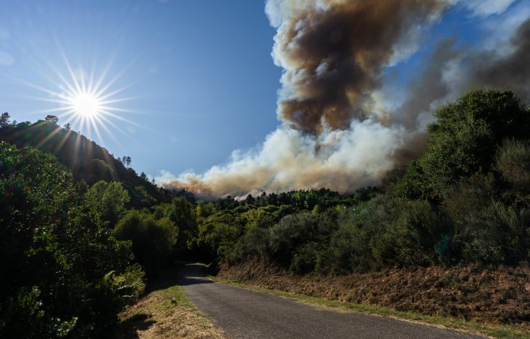 Big,Fire,Smoke,Behind,The,Mountains,In,Ourense,,Spain