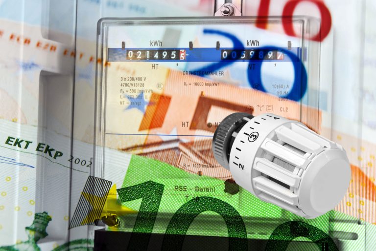 Electricity,Meter,And,Heating,Valve,Energy,Costs,With,Euro,Banknotes