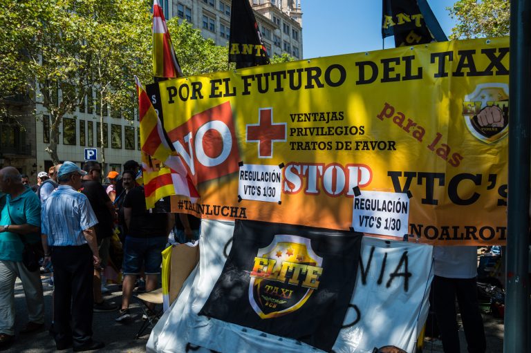 Barcelona,,Catalunya/spain,-,July,31,2918:,Taxi,Strike,In,Barcelona