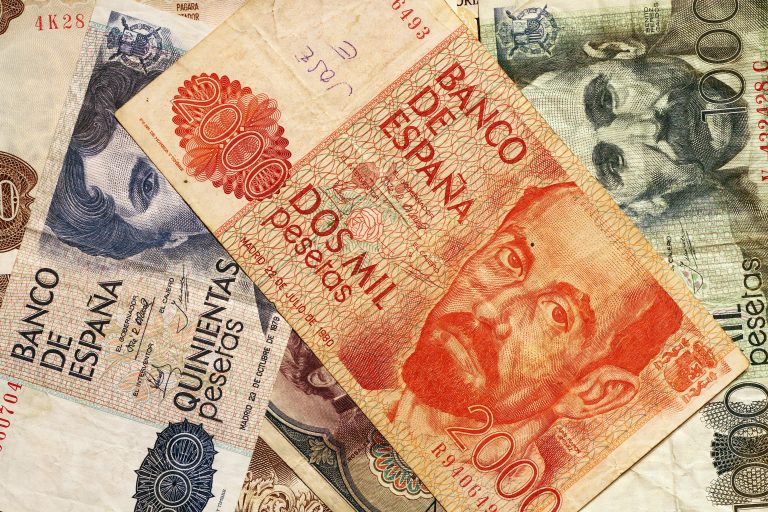 Photograph,Of,Some,Pesetas,Banknotes,,The,Old,Currency,Of,Spain