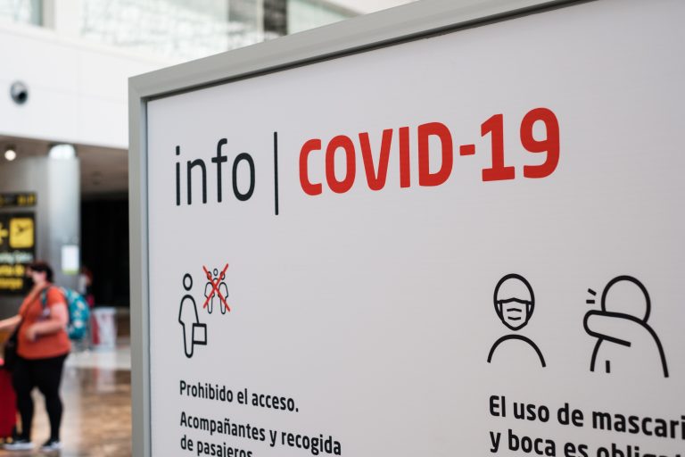 Tenerife,,Spain,-,September,,2021:,Covid-19,Information,Sign,On,Airport