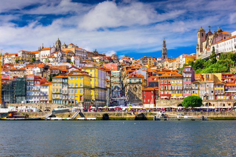 Porto,,Portugal,Old,Town,Skyline,From,Across,The,Douro,River.