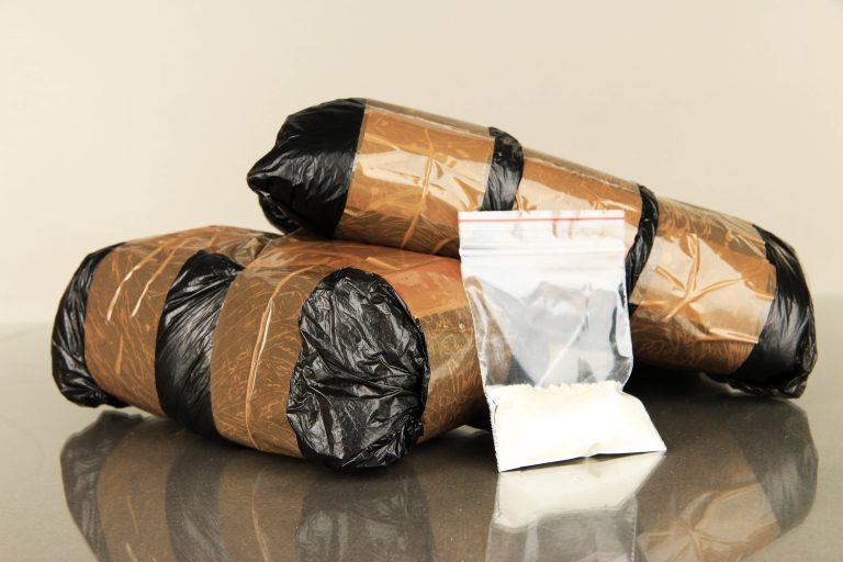 Packages,Of,Narcotics,On,Gray,Background