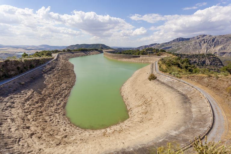 Water,Reservoir,Of,The,Hydroelectric,Plant,El,Chorro,Near,Town